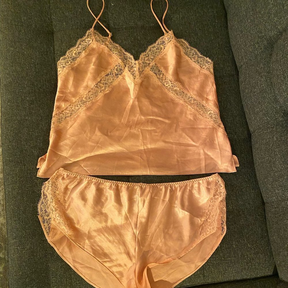 Rose Tan Satin Cami Set